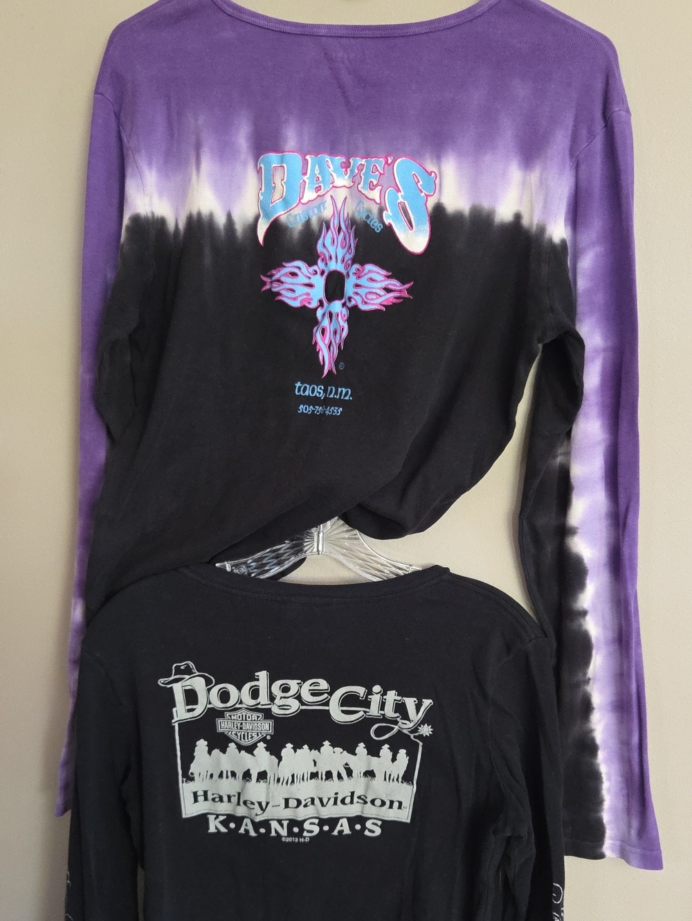 Harley-Davidson Bundle/2 Purple and Black Tie-Dye Long Sleeve Graphic Tee